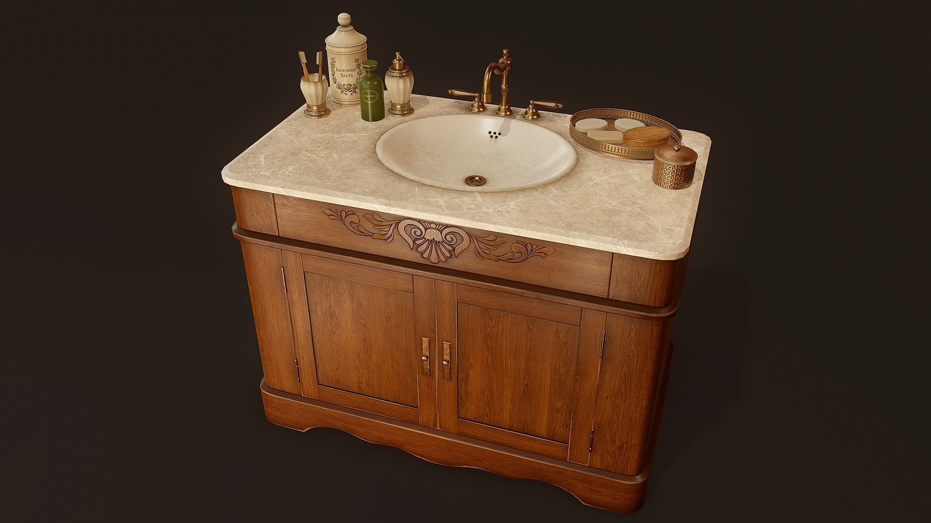 Victorian Bathroom Props Pack Low-poly 3D model_8