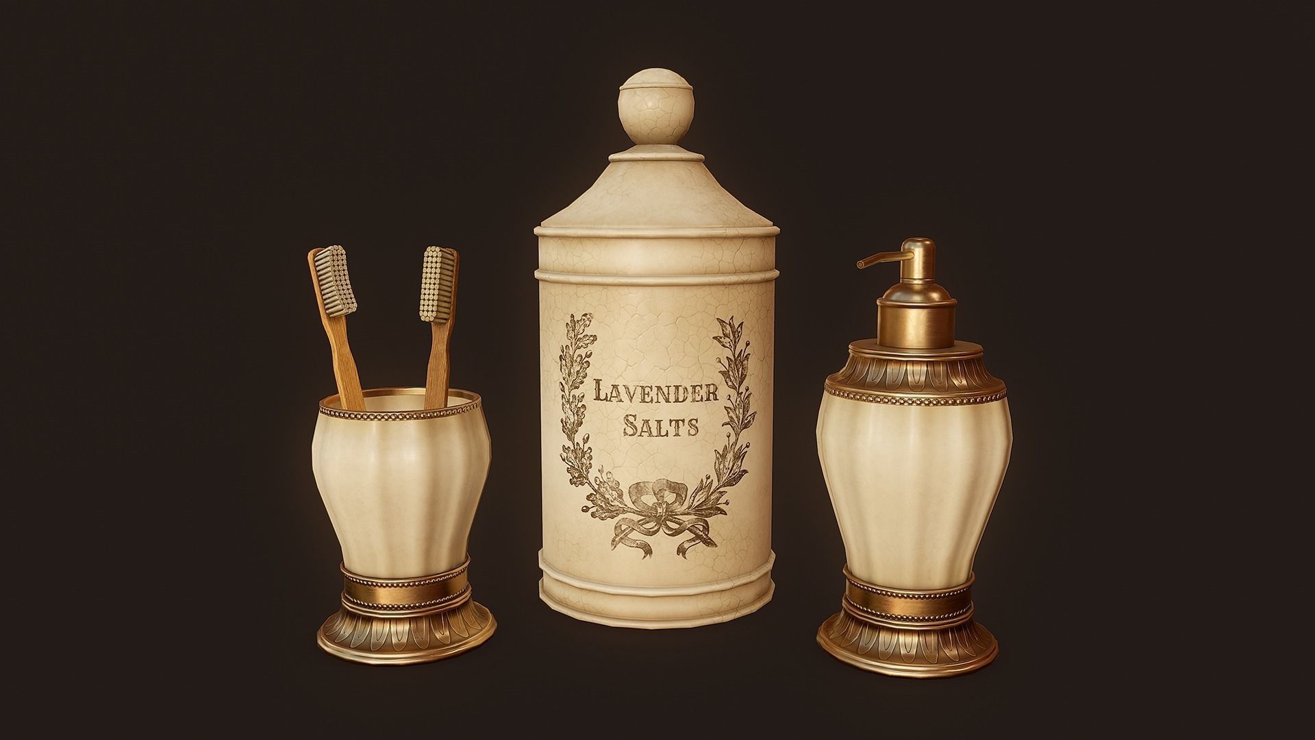 Victorian Bathroom Props Pack Low-poly 3D model_9