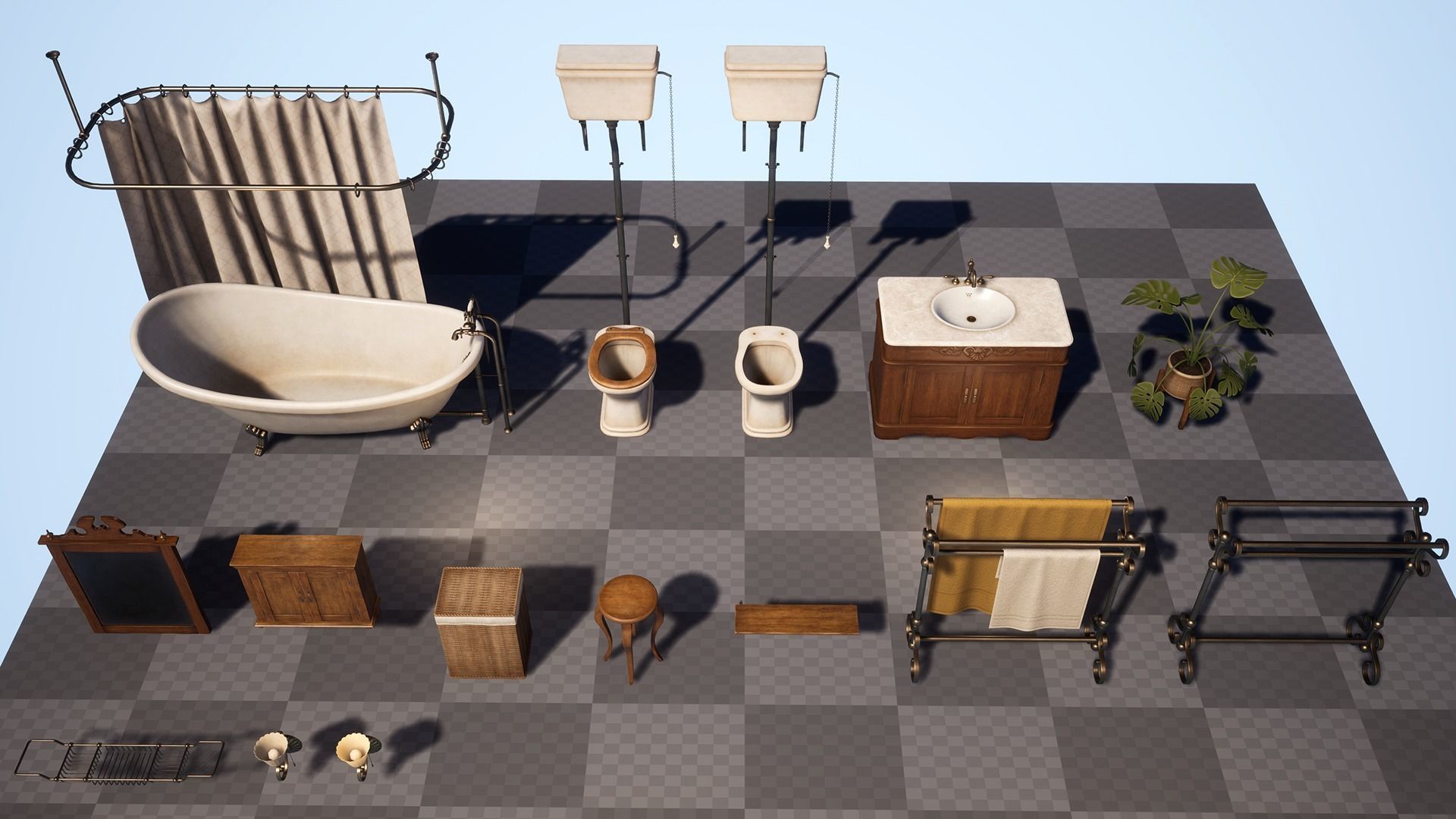 Victorian Bathroom Props Pack Low-poly 3D model_26