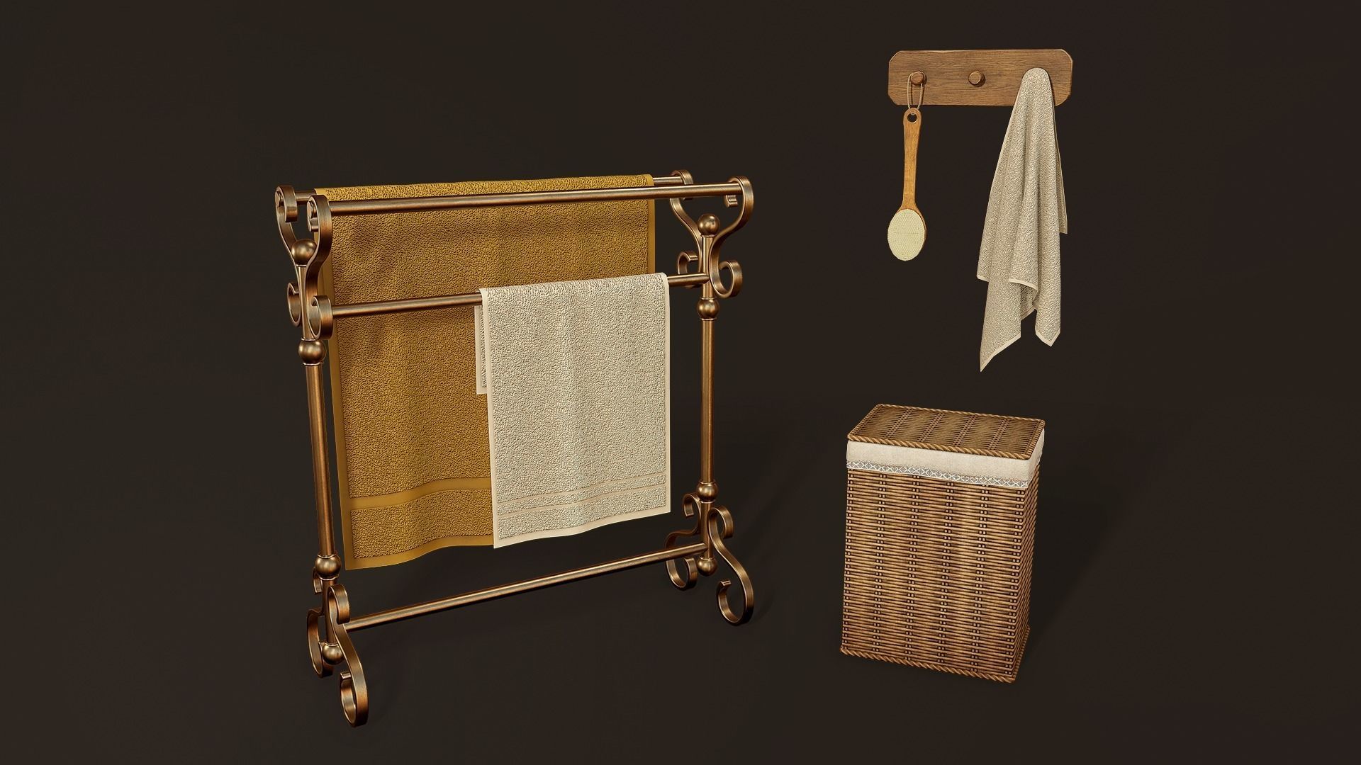 Victorian Bathroom Props Pack Low-poly 3D model_16