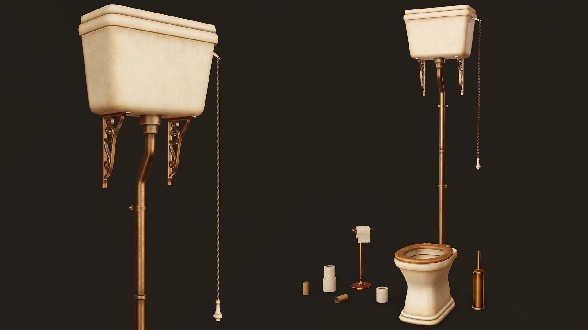 Victorian Bathroom Props Pack Low-poly 3D model_5