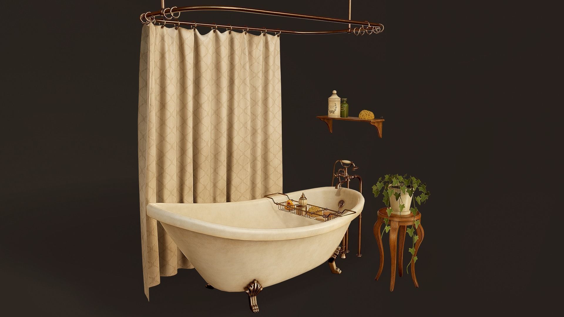 Victorian Bathroom Props Pack Low-poly 3D model_2