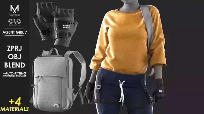 Agent Girl 7 - Marvelous Designer with Video Process 3D model