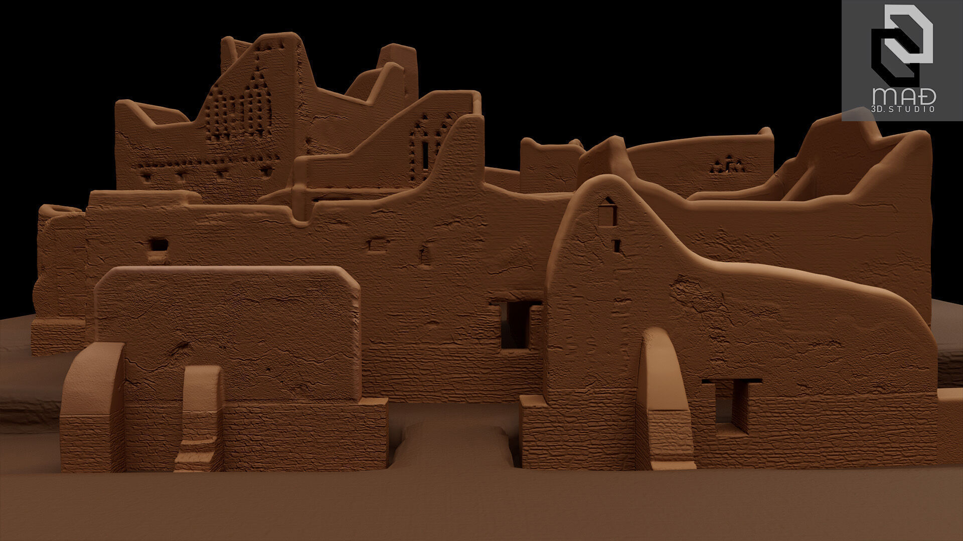 Al-Turaif UNESCO world heritage -DESTROYED Low-poly 3D model_1