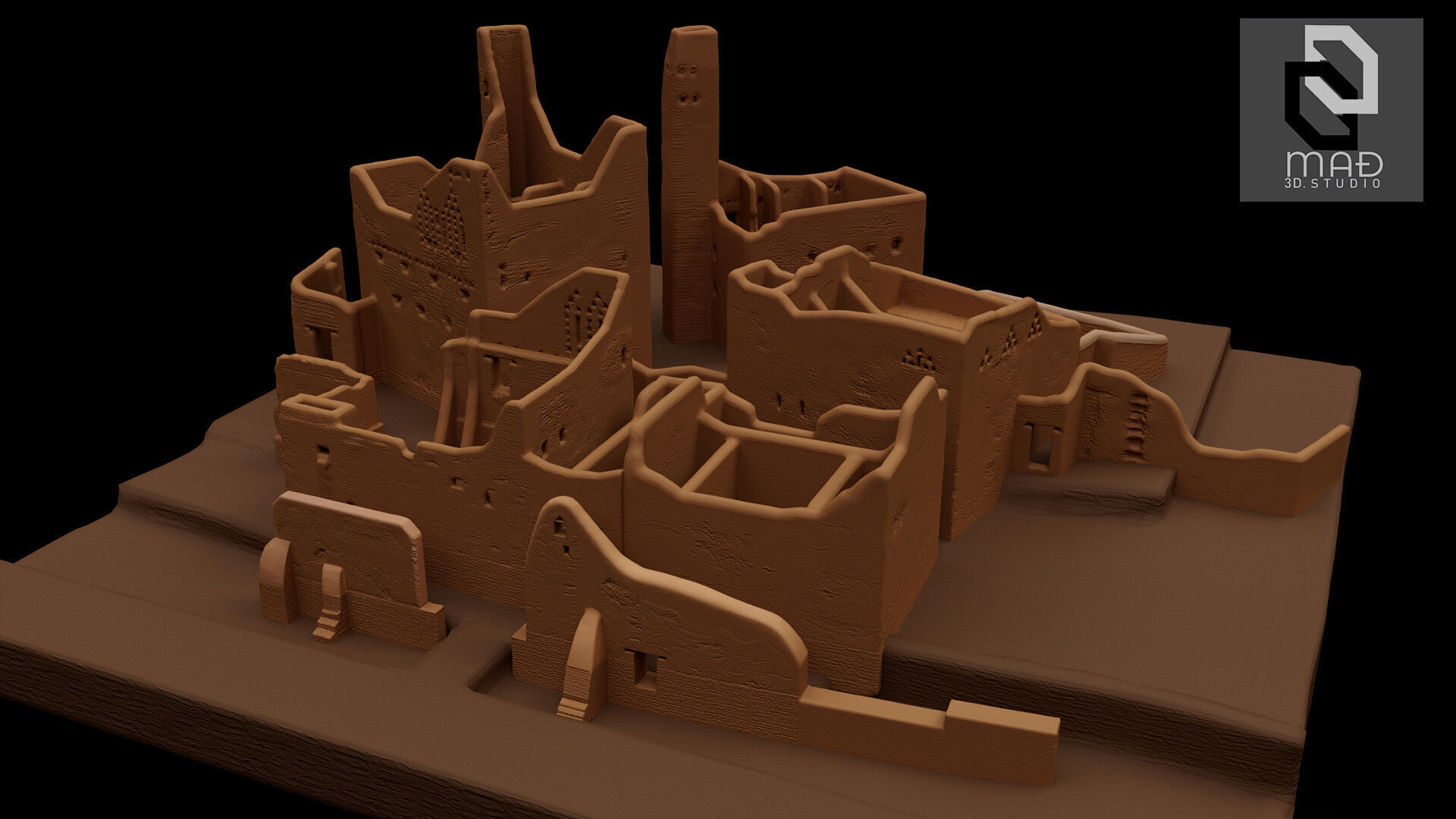 Al-Turaif UNESCO world heritage -DESTROYED Low-poly 3D model_3