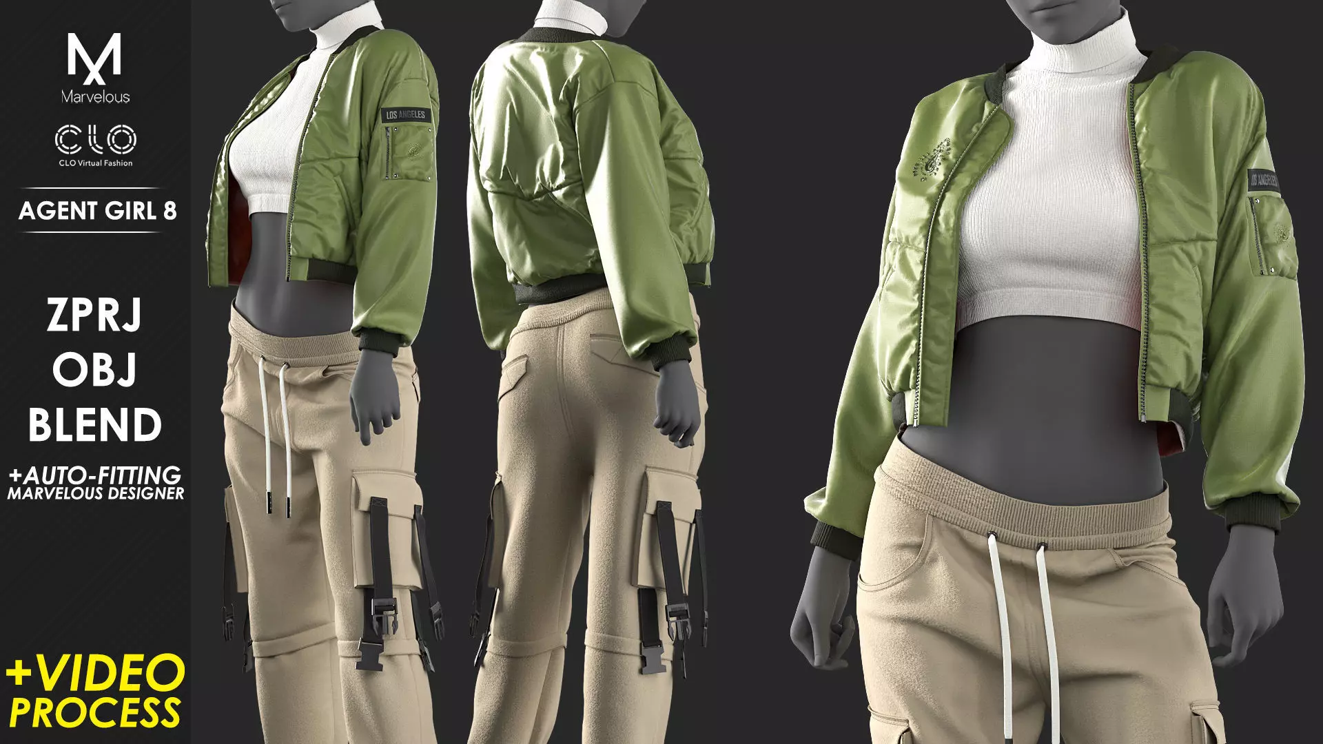 Agent Girl 8 - Marvelous Designer with Video Process 3D model