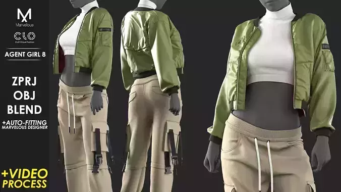 Agent Girl 8 - Marvelous Designer with Video Process 3D model