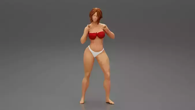 Attractive sexy woman in bikini with short hair