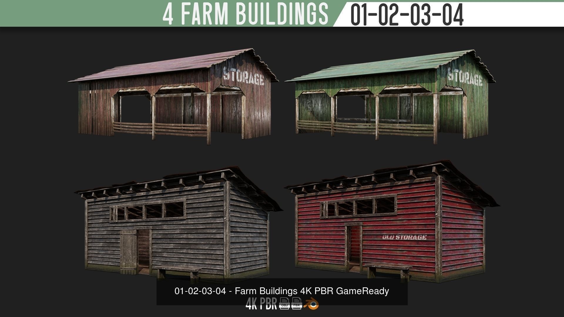 1 - 40 FARM BUILDINGS PACK 4K Textures GameReady 3D Model Collection_15