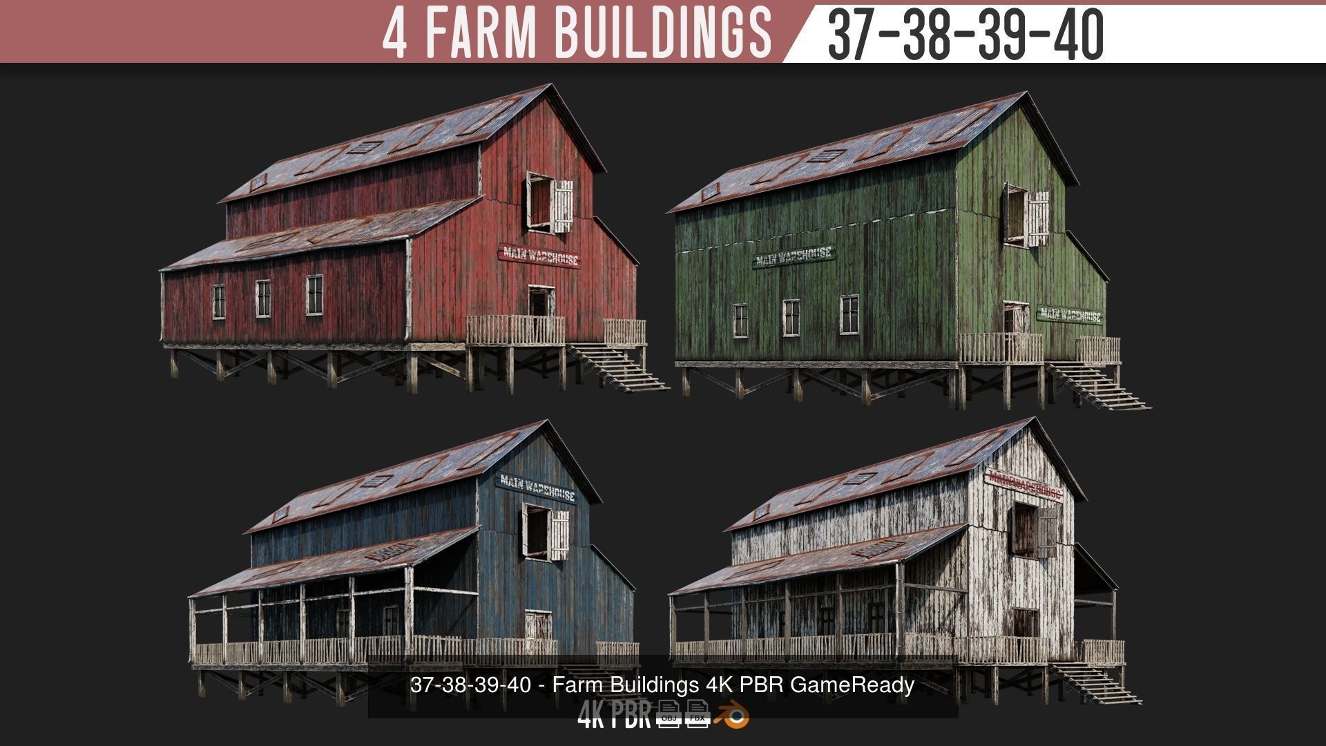 1 - 40 FARM BUILDINGS PACK 4K Textures GameReady 3D Model Collection_24