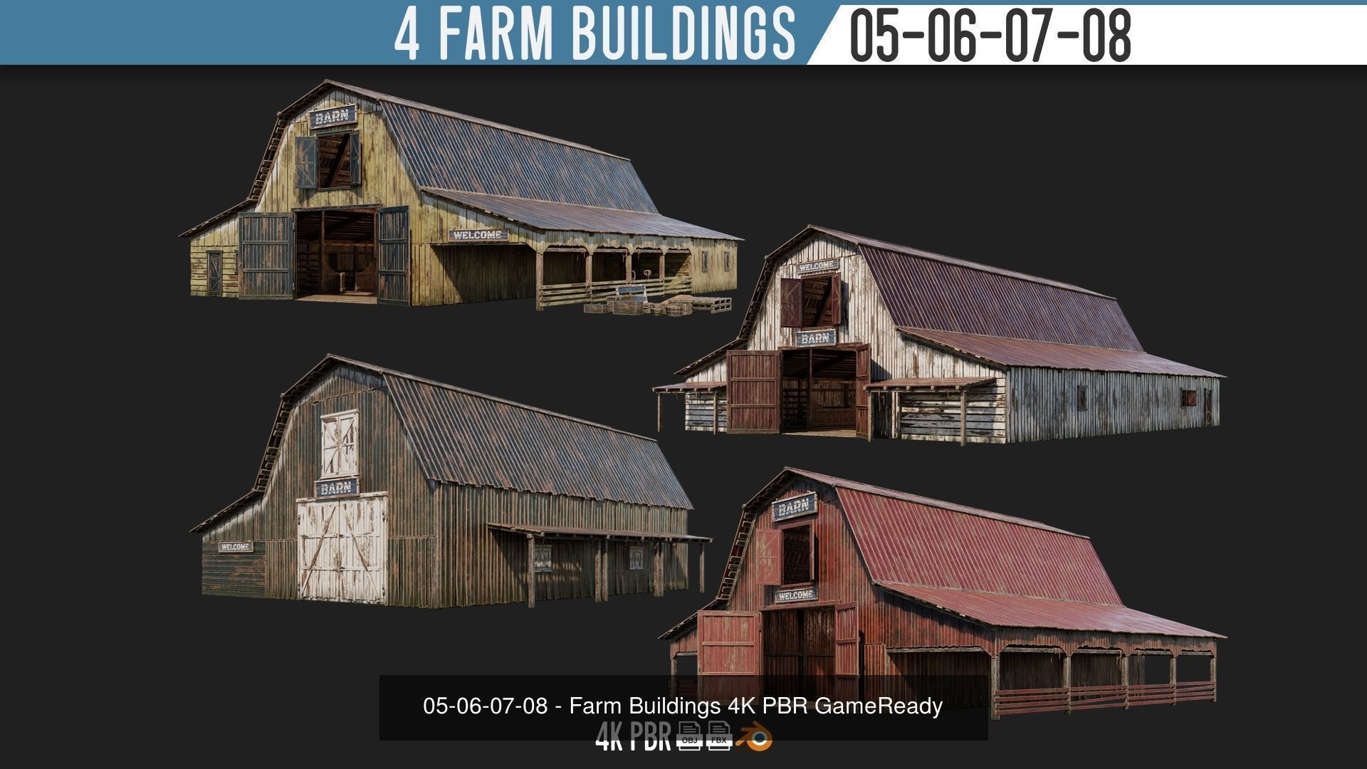 1 - 40 FARM BUILDINGS PACK 4K Textures GameReady 3D Model Collection_16