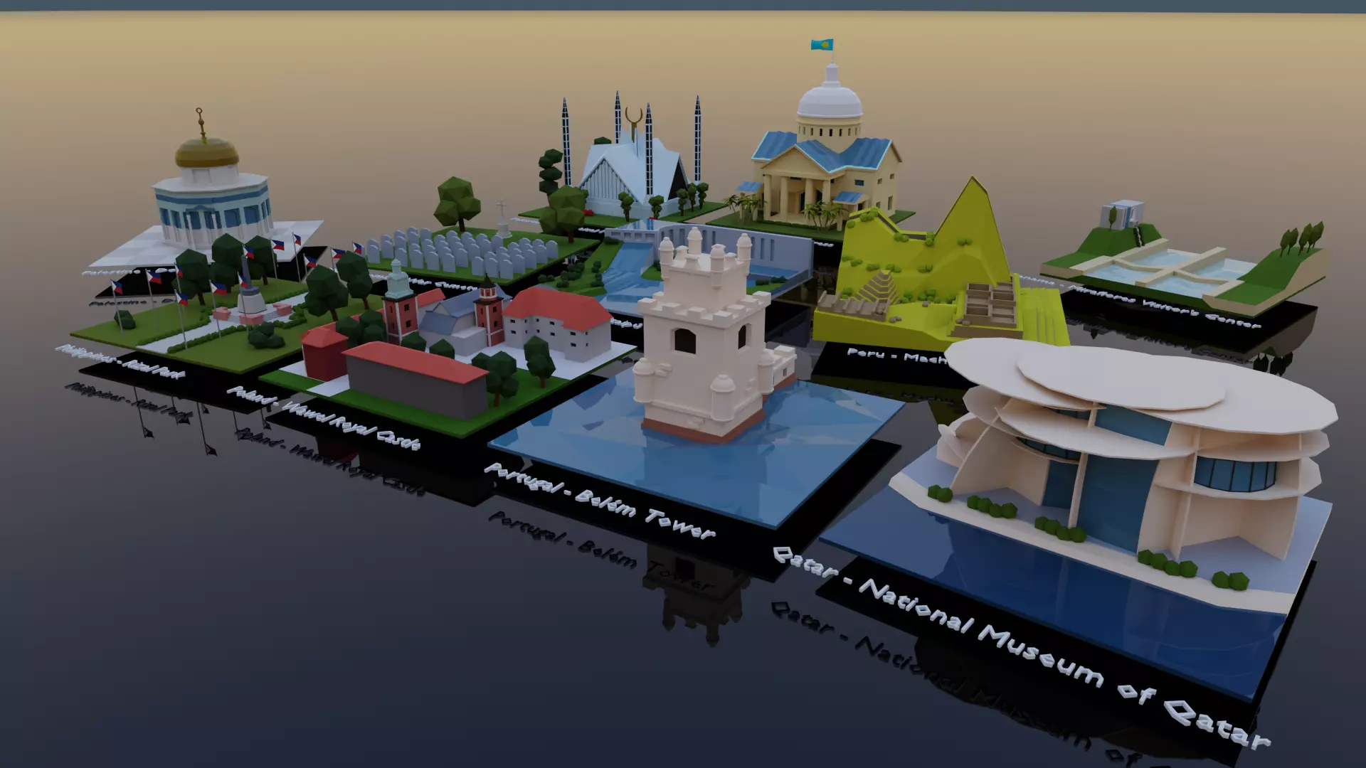 Landmarks of the world P - Q Low-poly 3D model