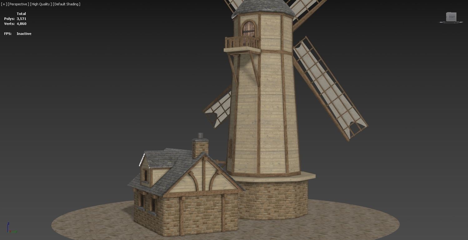 Medieval Windmill Low-poly 3D model_7