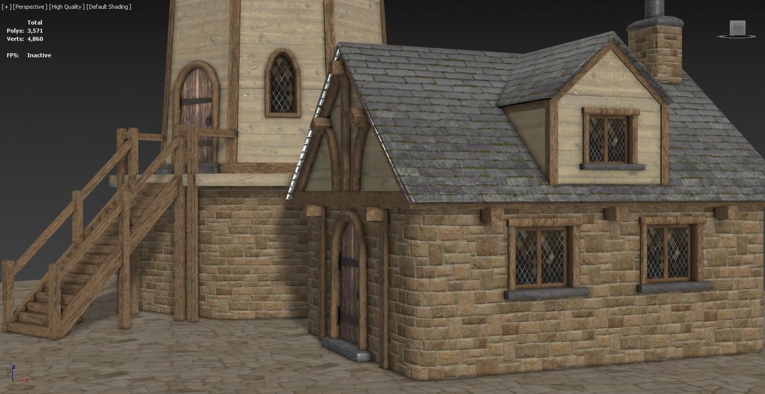 Medieval Windmill Low-poly 3D model_10