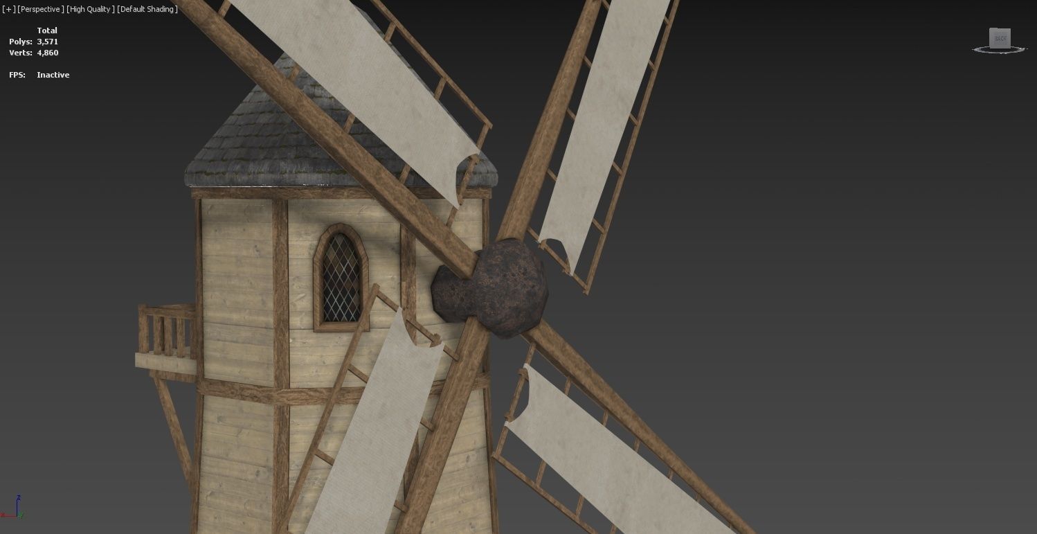 Medieval Windmill Low-poly 3D model_8