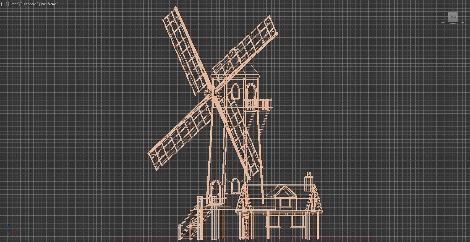Medieval Windmill Low-poly 3D model_16