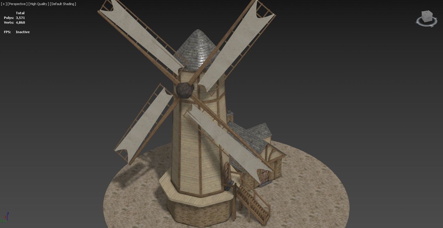 Medieval Windmill Low-poly 3D model_4