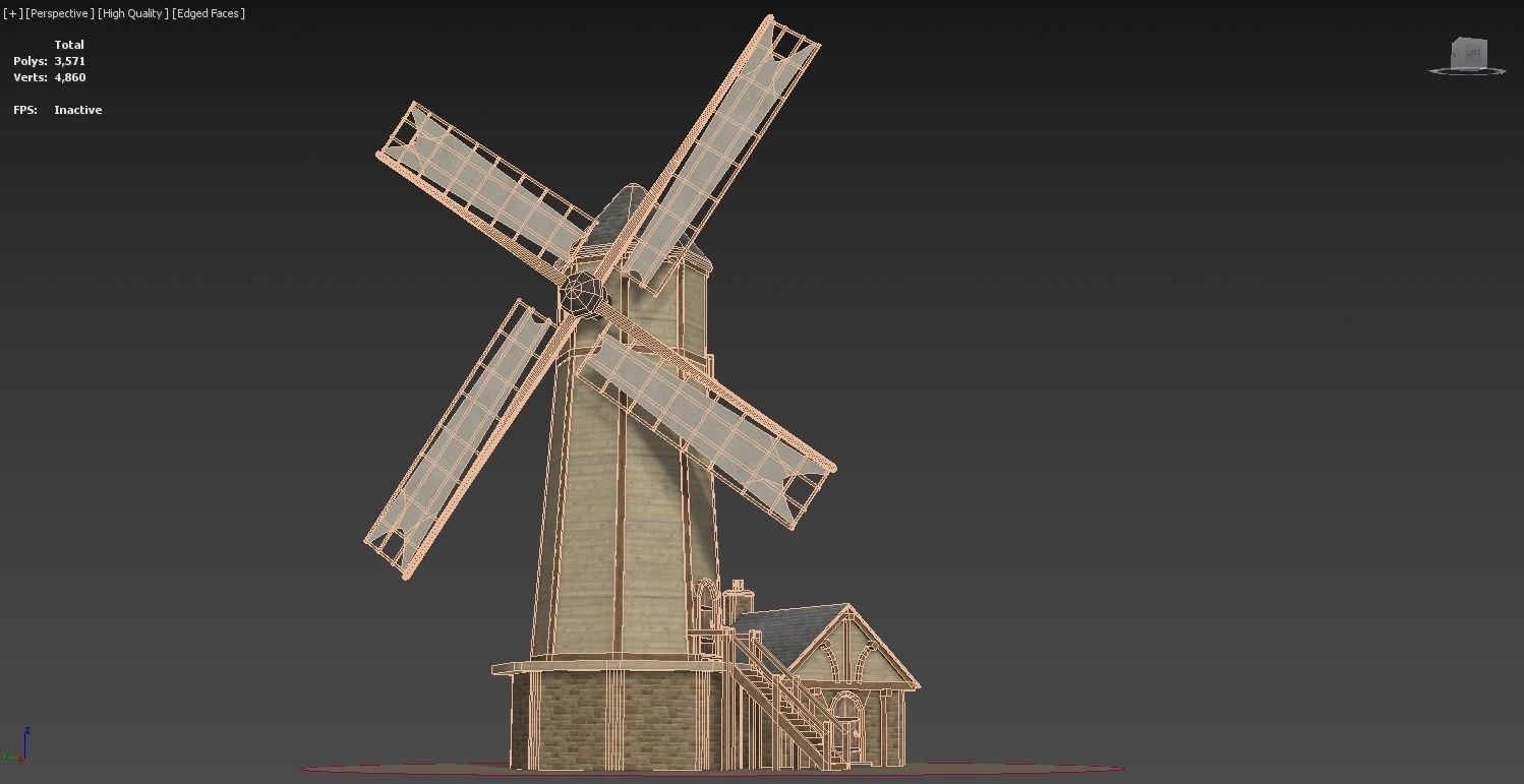 Medieval Windmill Low-poly 3D model_18