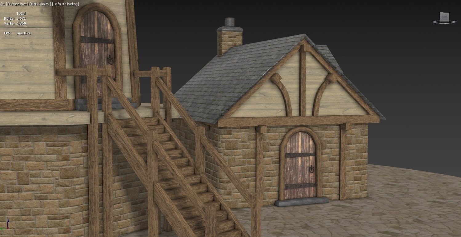 Medieval Windmill Low-poly 3D model_9