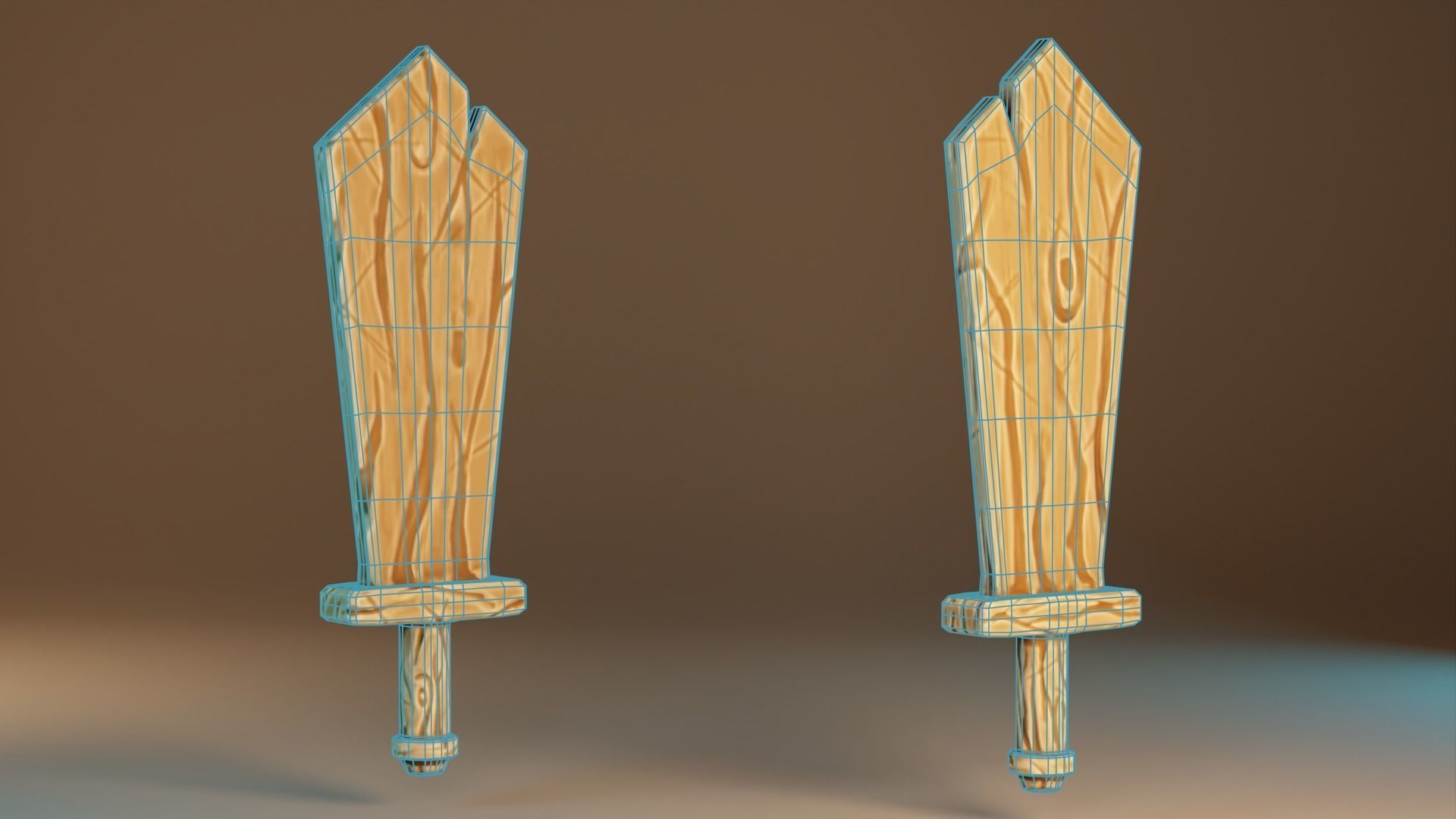 Stylized Wooden Training Sword Low-poly 3D model_2