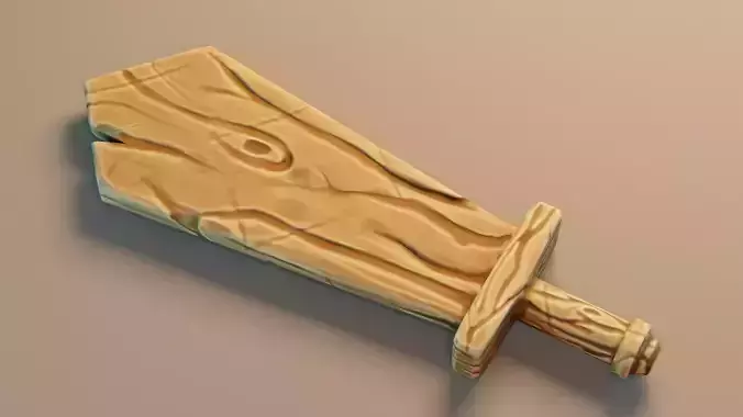 Stylized Wooden Training Sword Low-poly 3D model