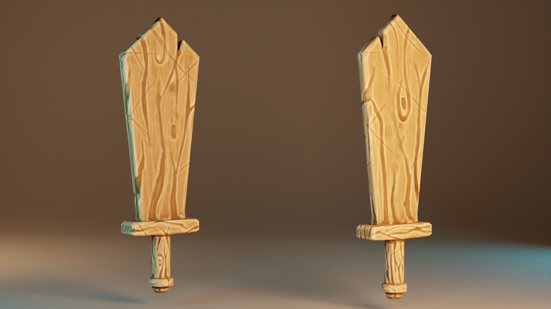 Stylized Wooden Training Sword Low-poly 3D model_1