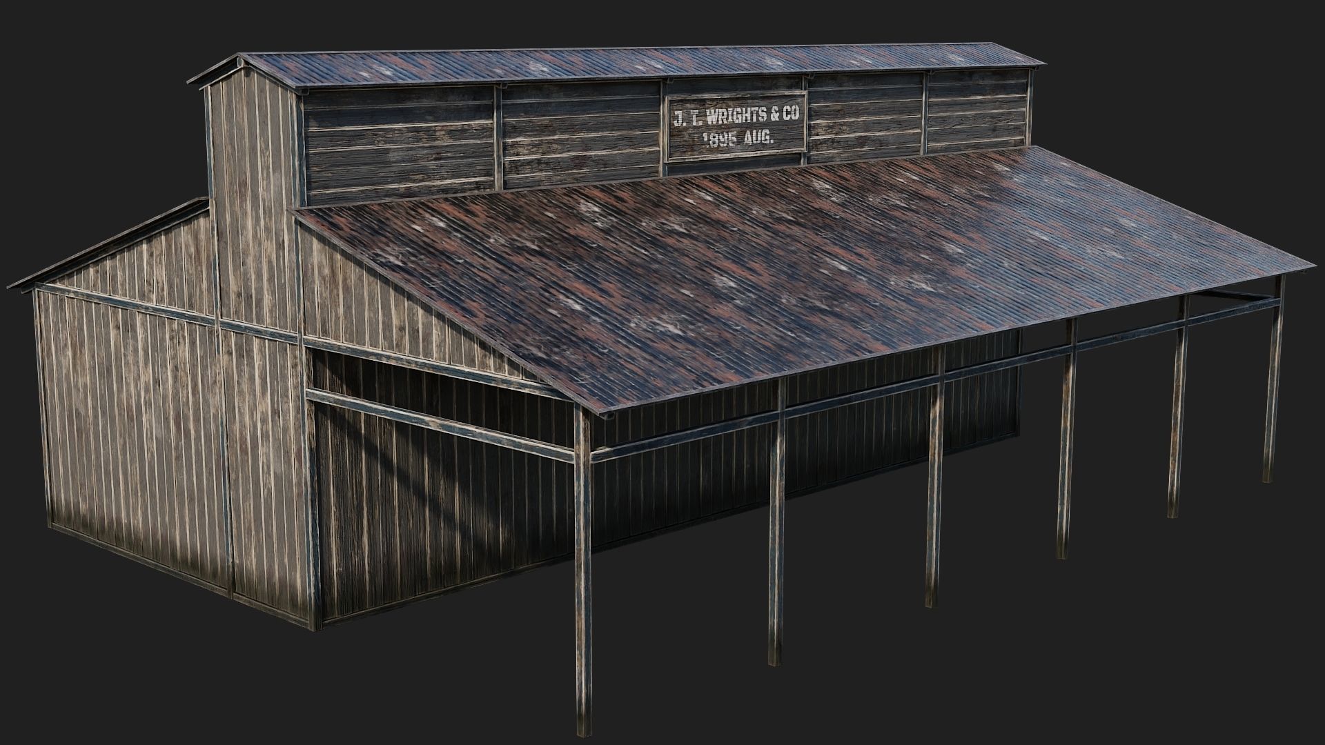 53-54-55-56 - Farm Buildings 4K PBR GameReady Low-poly 3D model_24