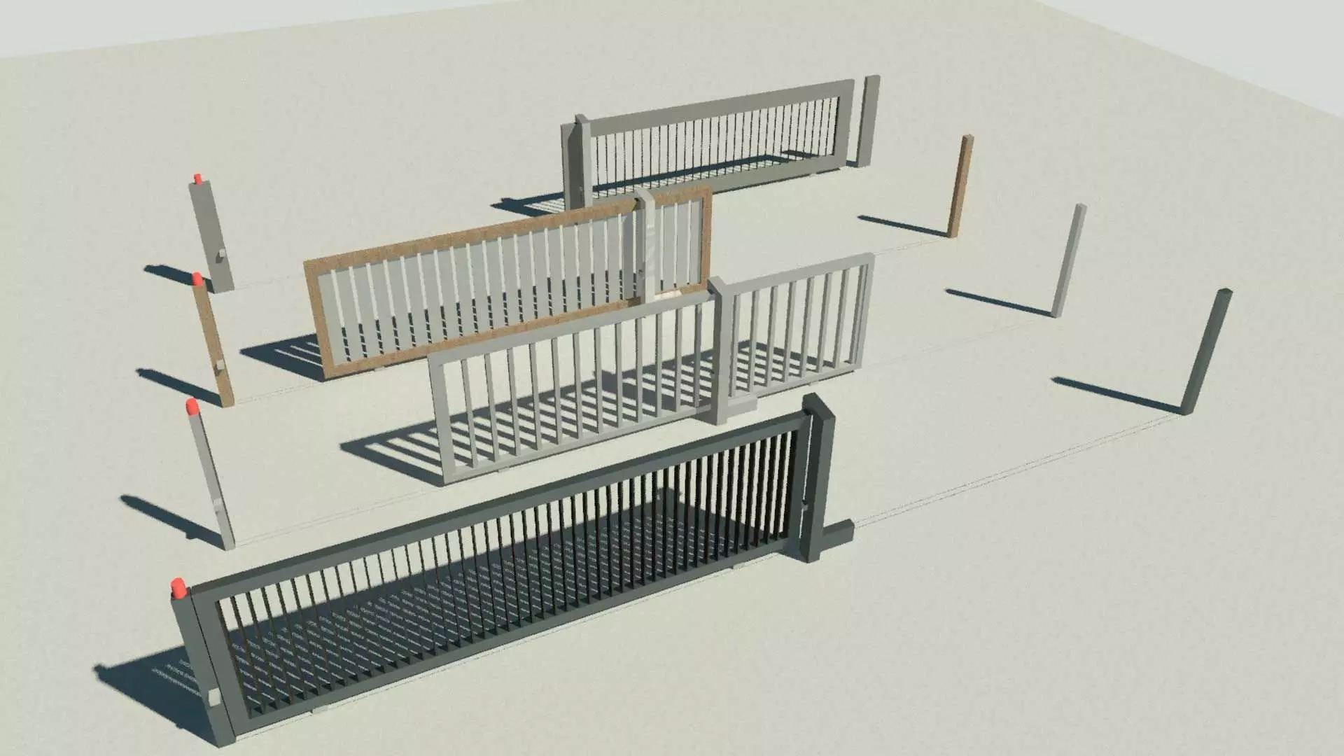 Automatic Sliding Gate 3D model_0