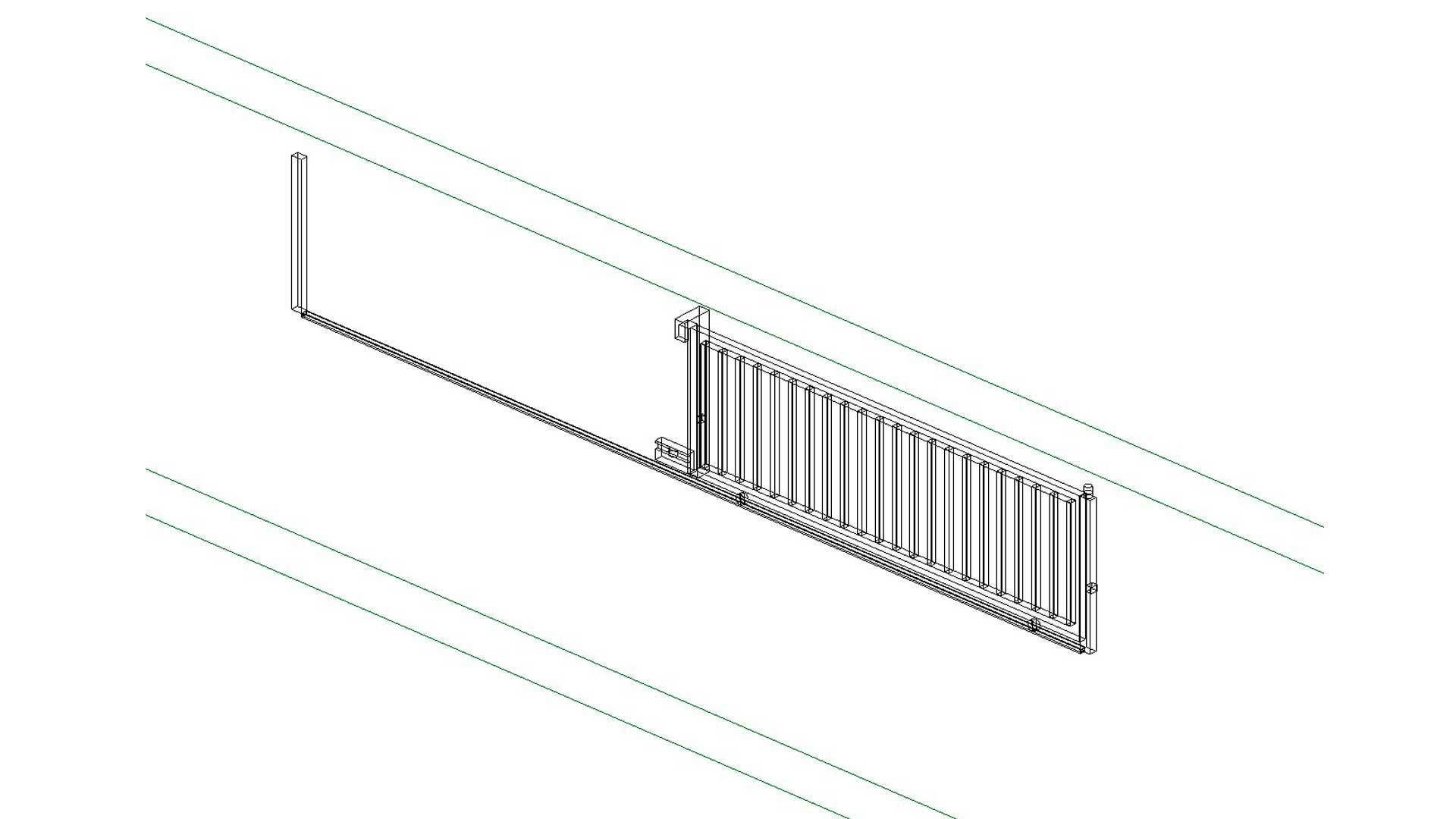 Automatic Sliding Gate 3D model_7