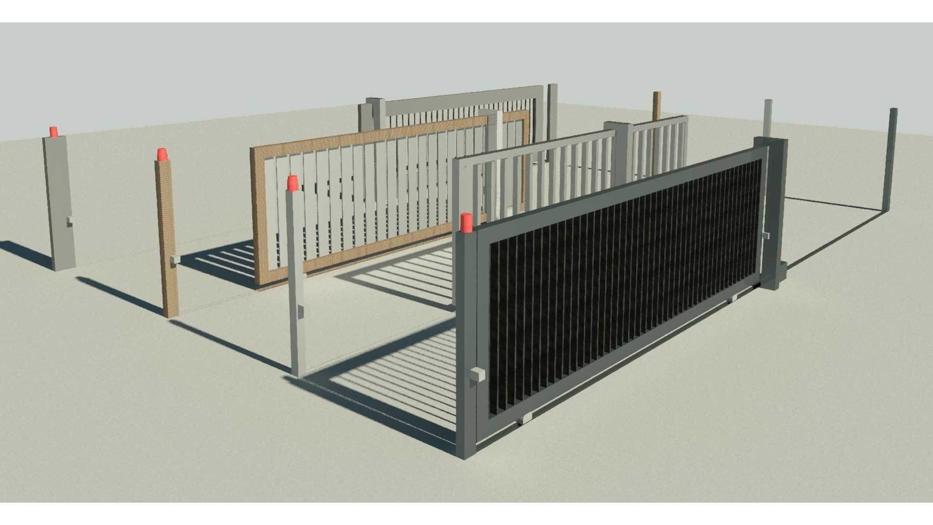 Automatic Sliding Gate 3D model_3