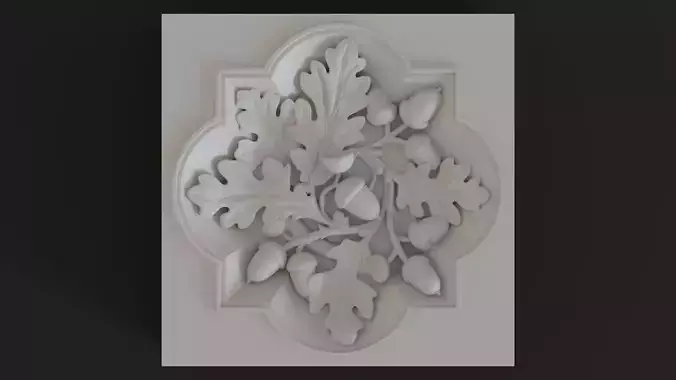 Decoration with framed acorns and oak leaves