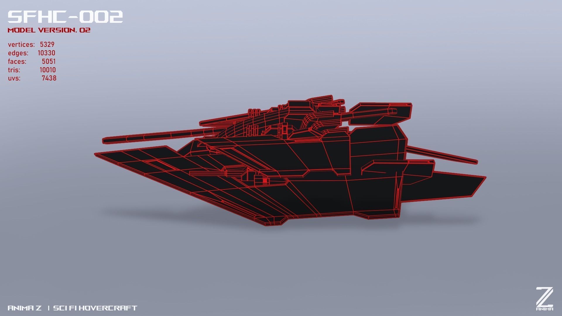 Scifi Hovercraft Low-poly 3D model_14