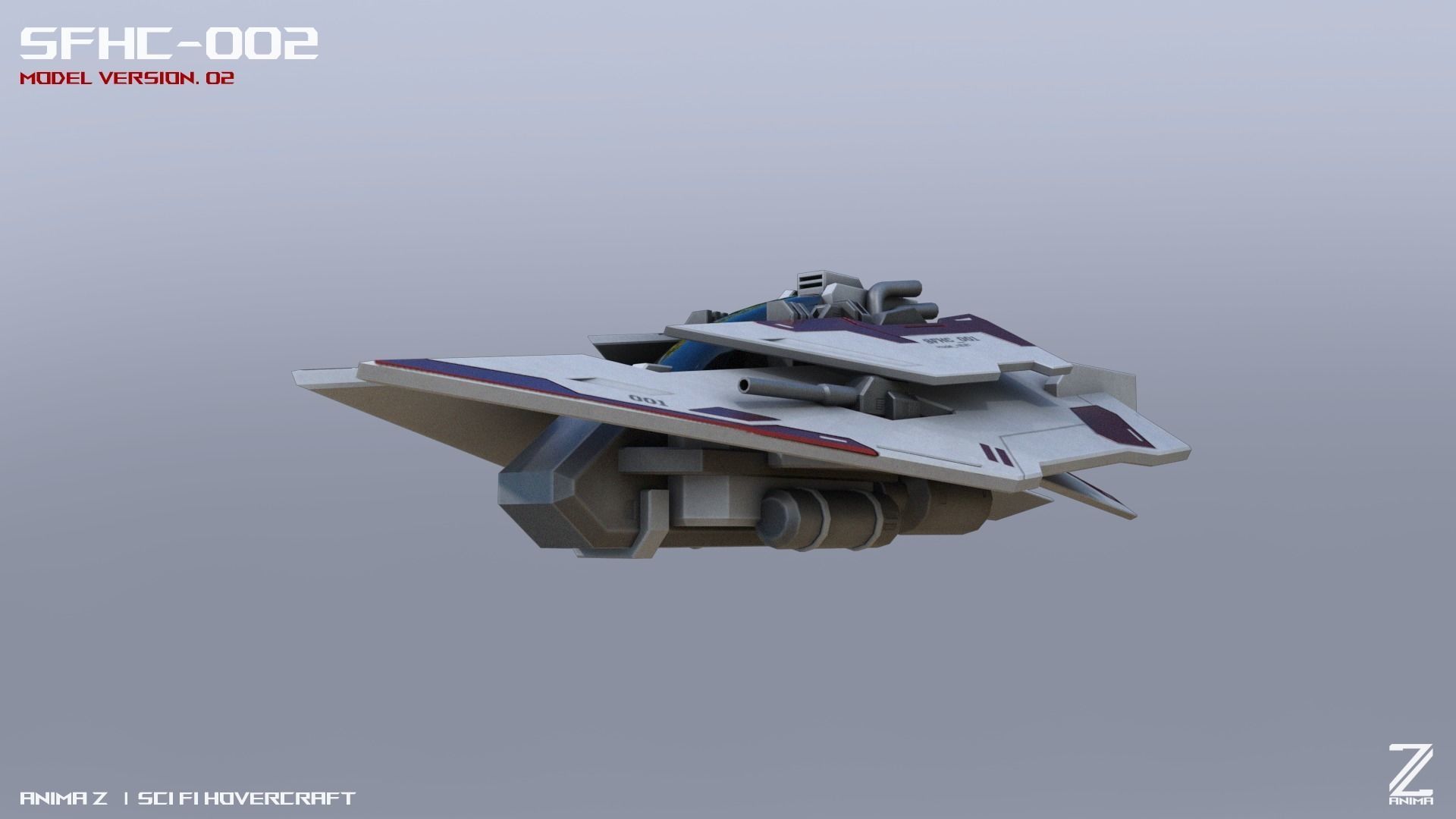Scifi Hovercraft Low-poly 3D model_9