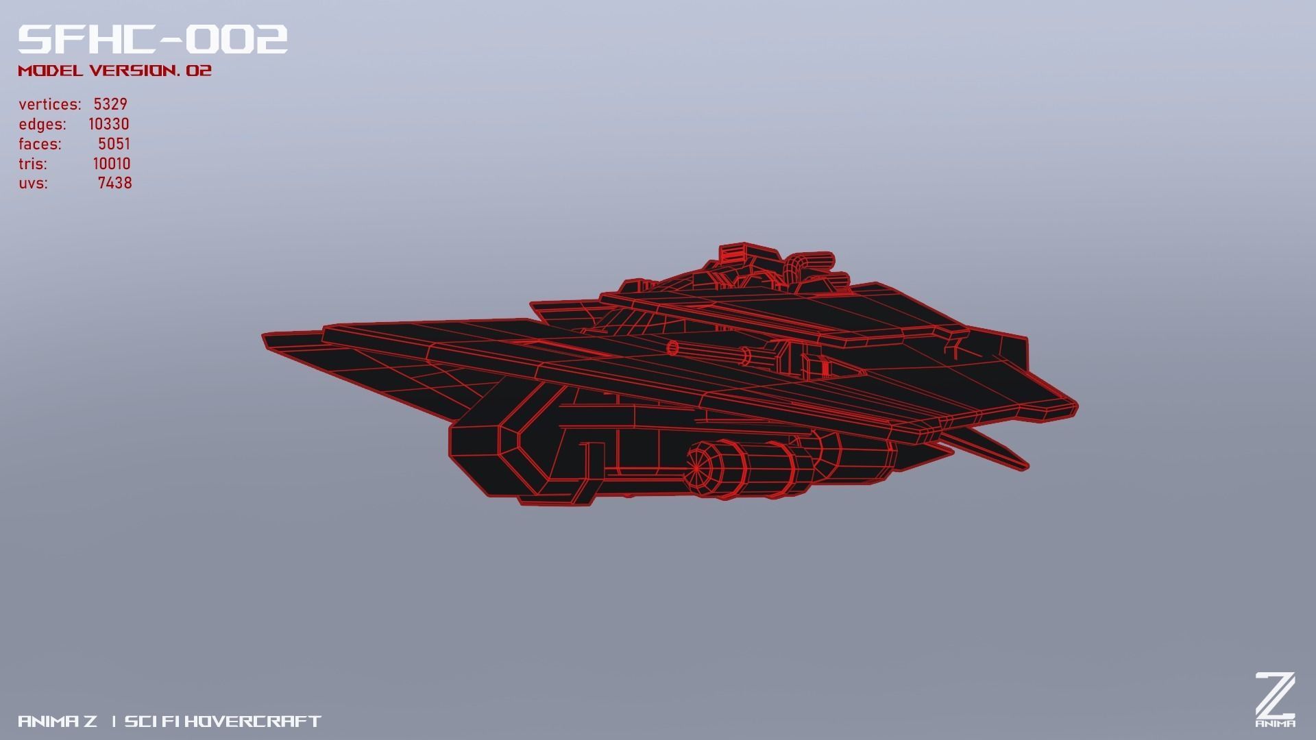 Scifi Hovercraft Low-poly 3D model_15