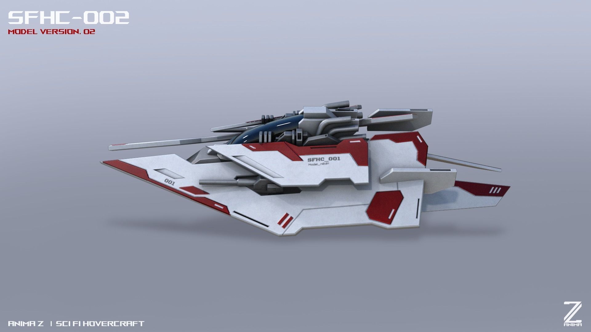 Scifi Hovercraft Low-poly 3D model_8
