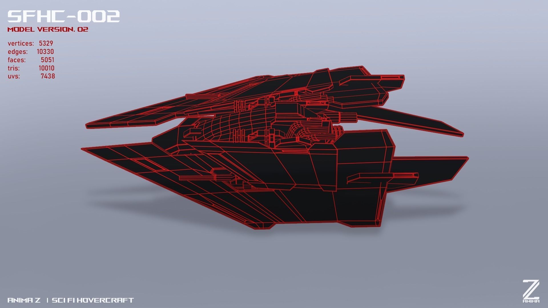 Scifi Hovercraft Low-poly 3D model_12