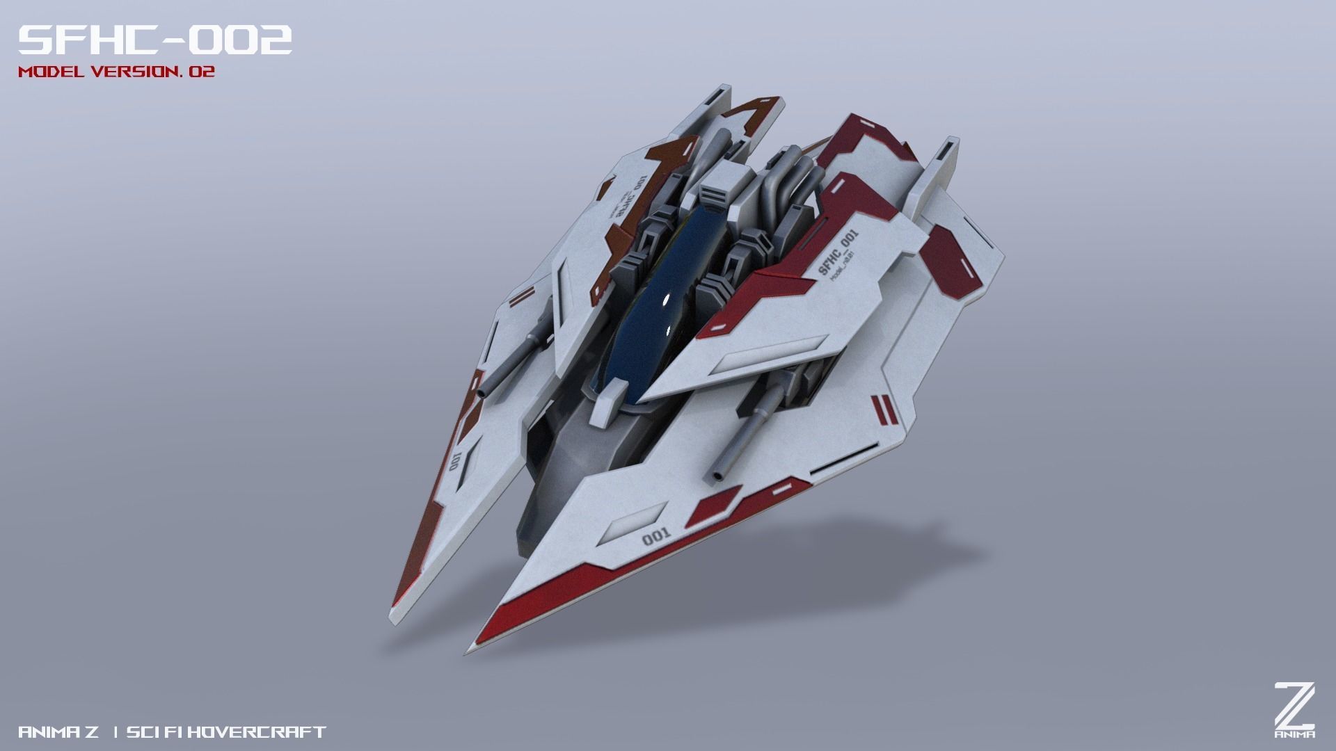 Scifi Hovercraft Low-poly 3D model_4