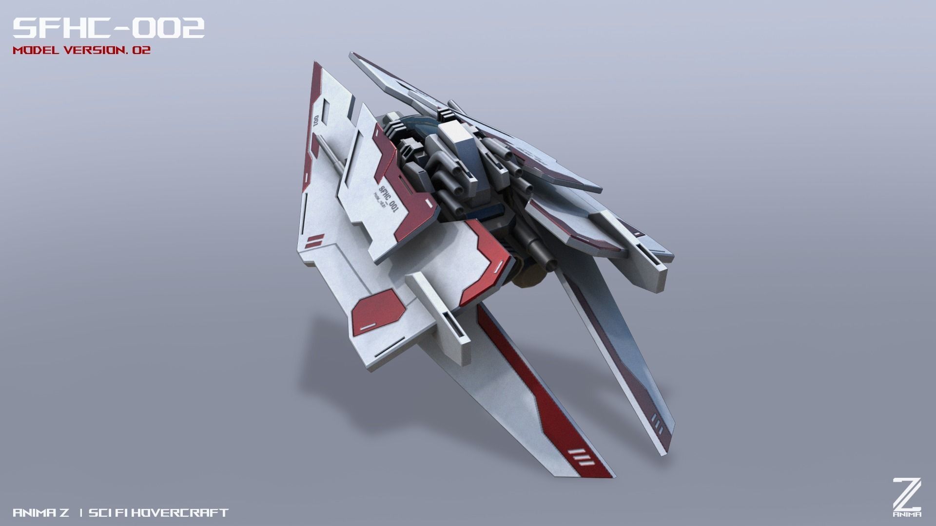 Scifi Hovercraft Low-poly 3D model_5