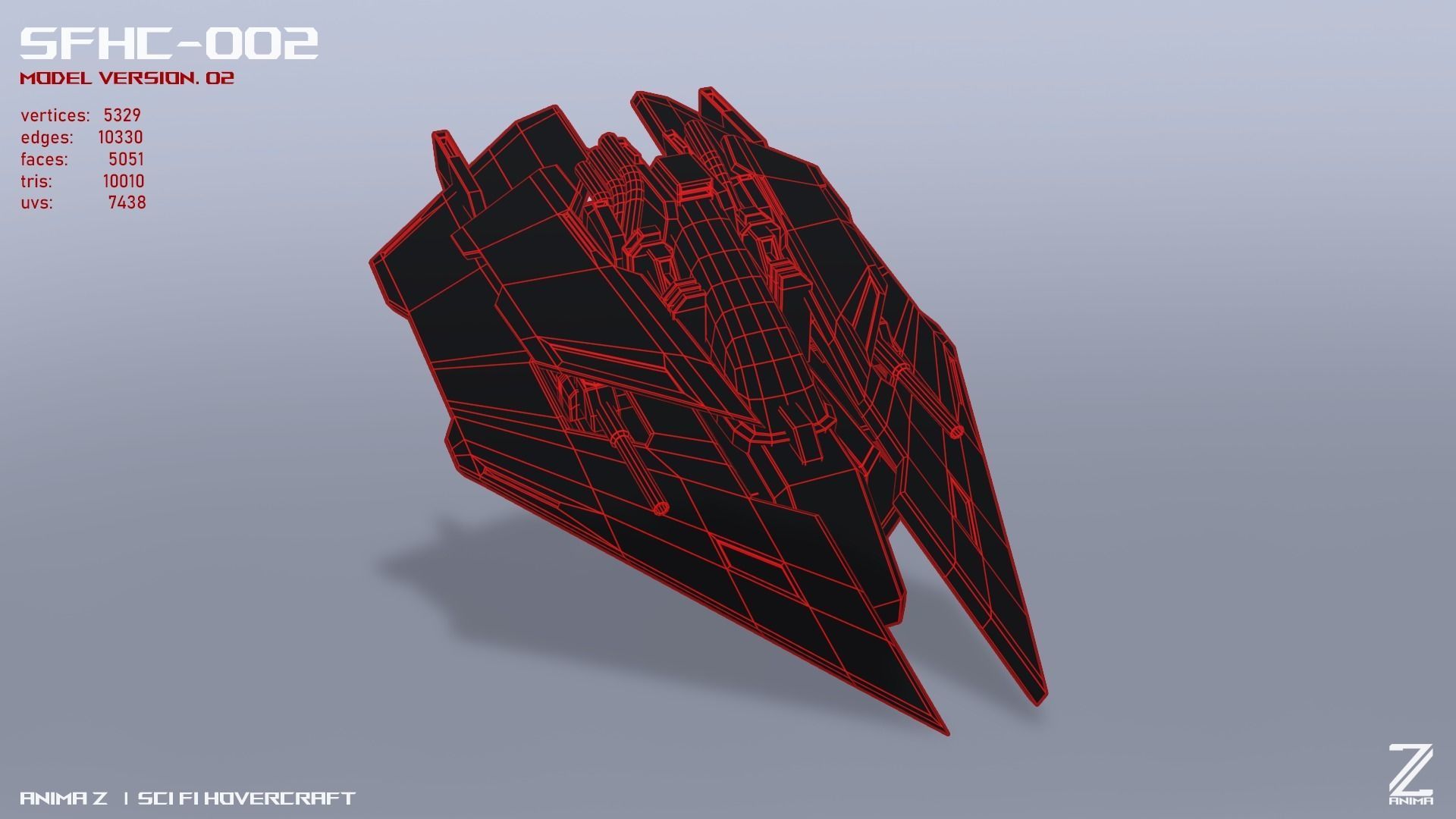 Scifi Hovercraft Low-poly 3D model_16