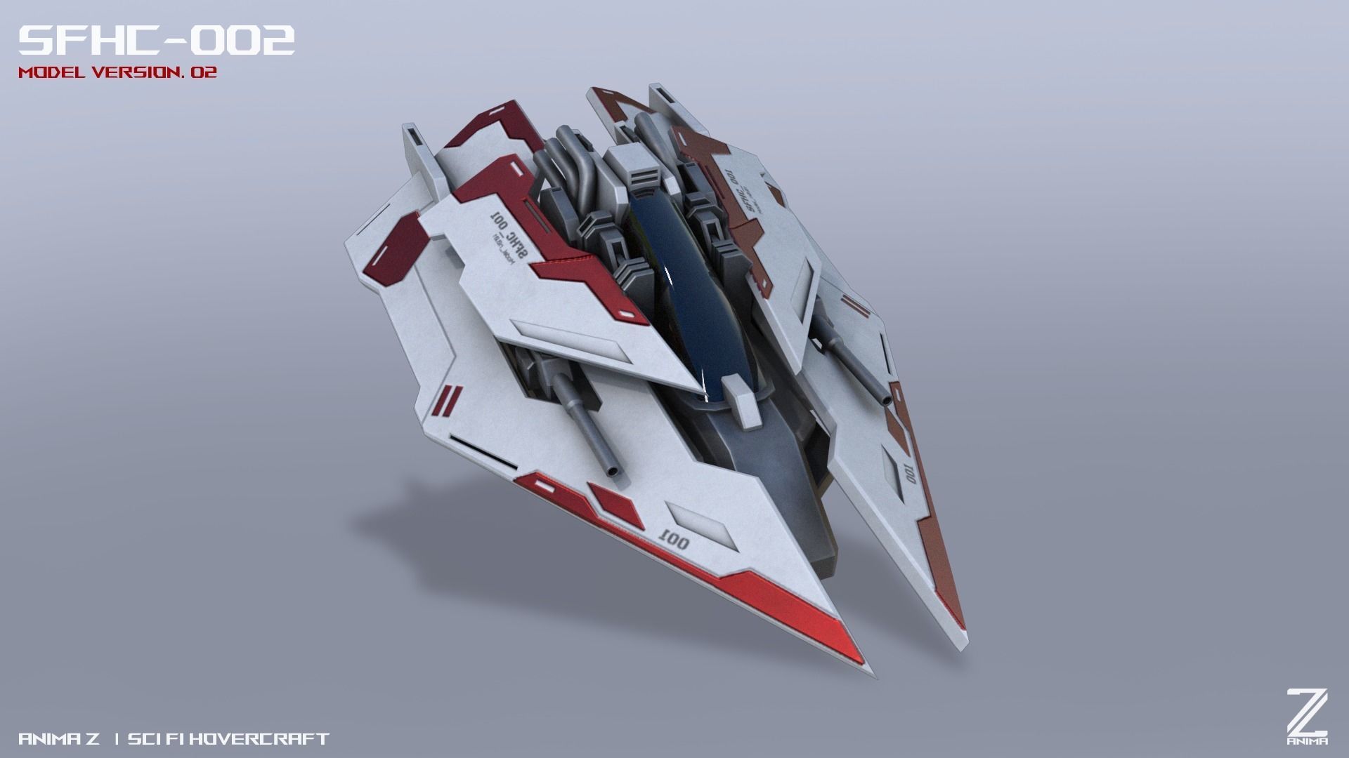 Scifi Hovercraft Low-poly 3D model_10