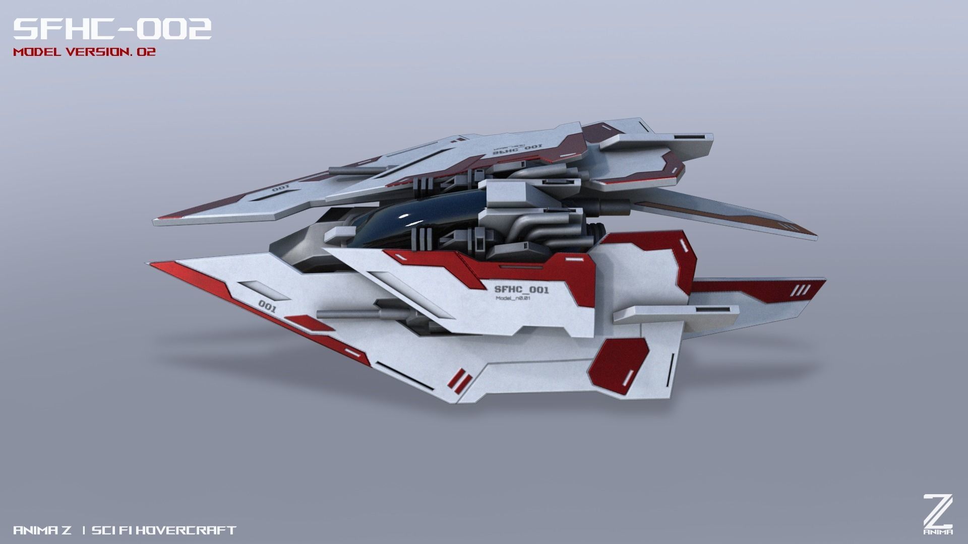Scifi Hovercraft Low-poly 3D model_6
