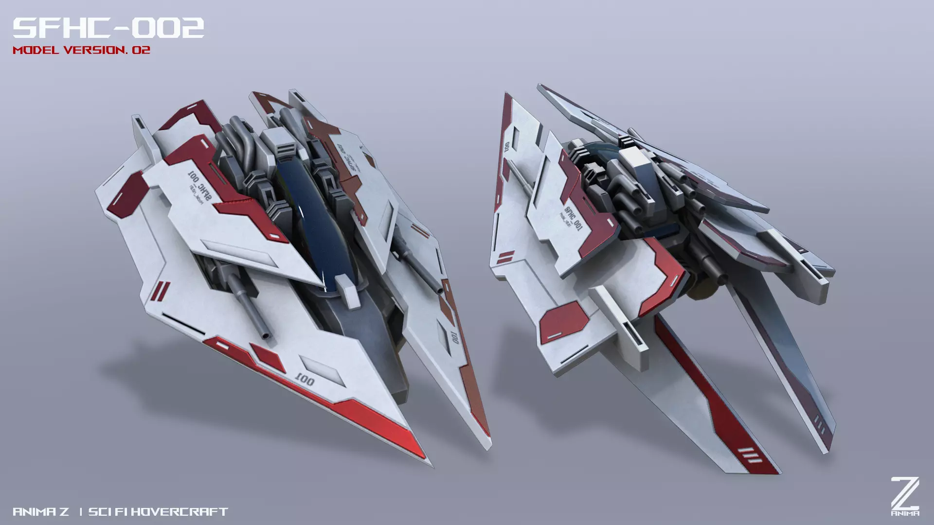 Scifi Hovercraft Low-poly 3D model_0