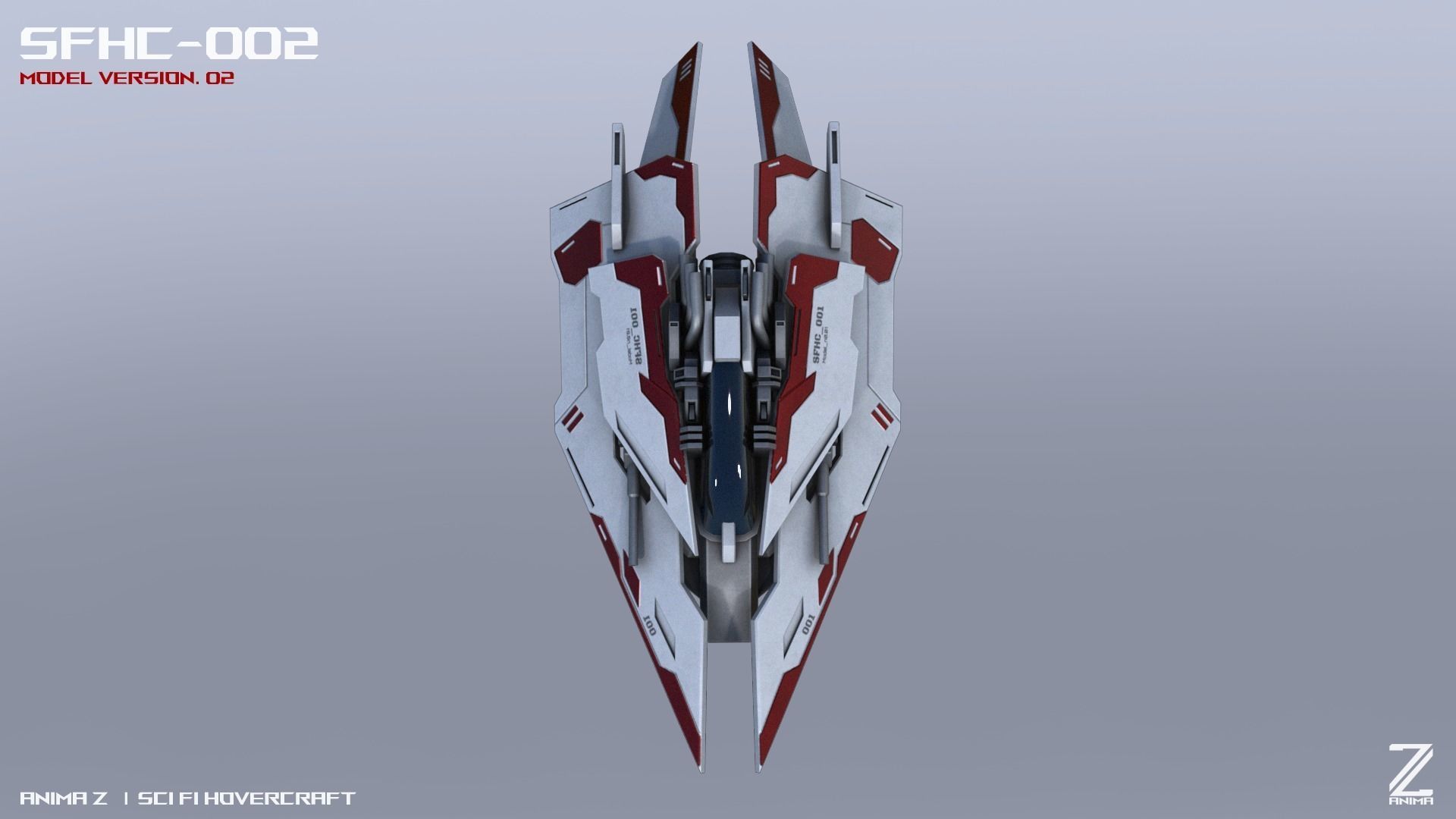 Scifi Hovercraft Low-poly 3D model_7