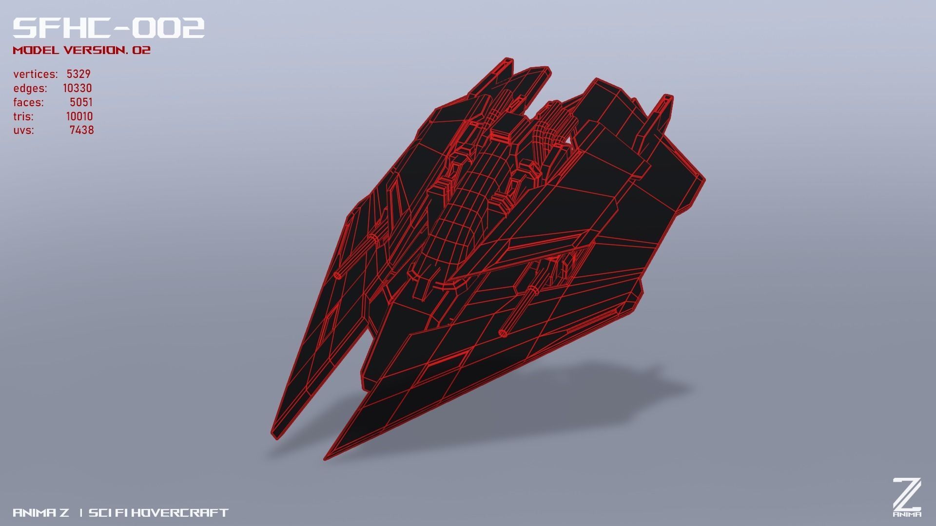 Scifi Hovercraft Low-poly 3D model_3