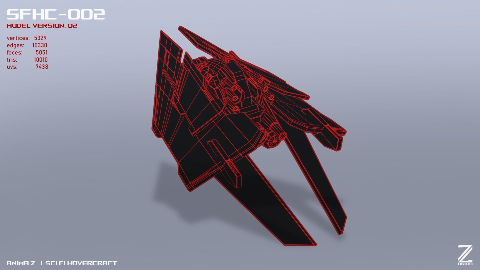 Scifi Hovercraft Low-poly 3D model_11