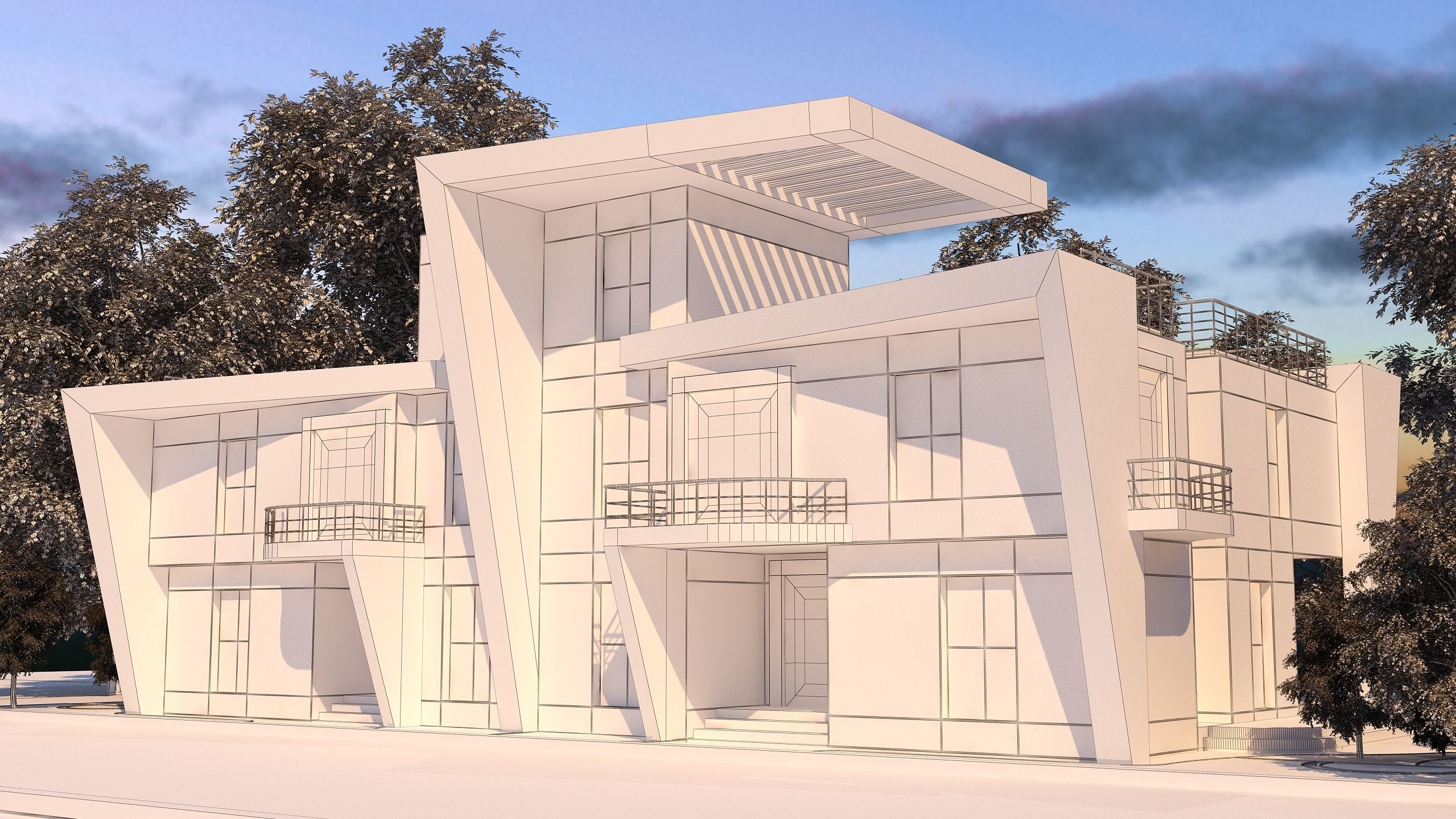 0057 - Modern Twin House - 3Ds Files - 2Ds Plans 3D model_17
