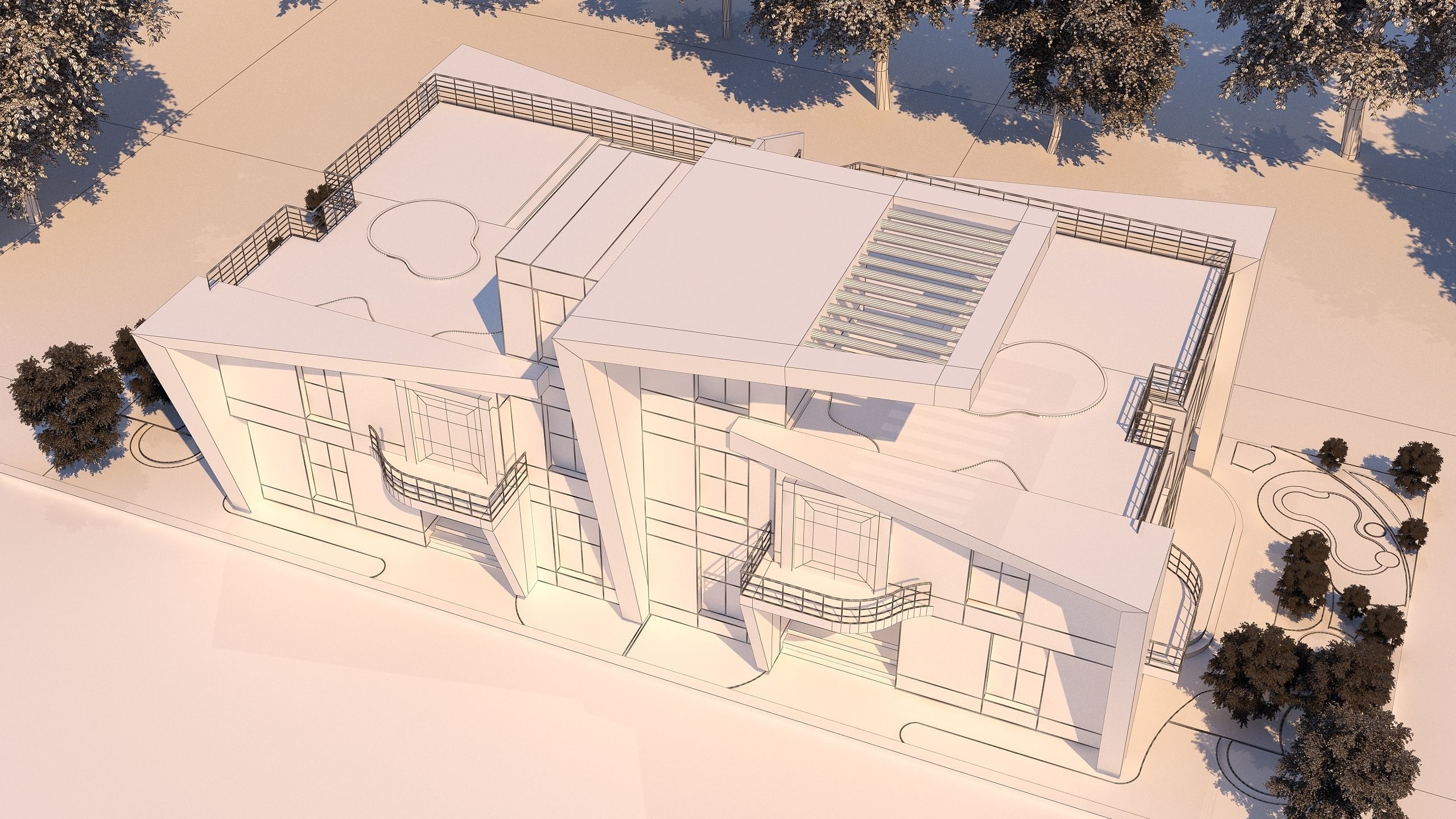 0057 - Modern Twin House - 3Ds Files - 2Ds Plans 3D model_10