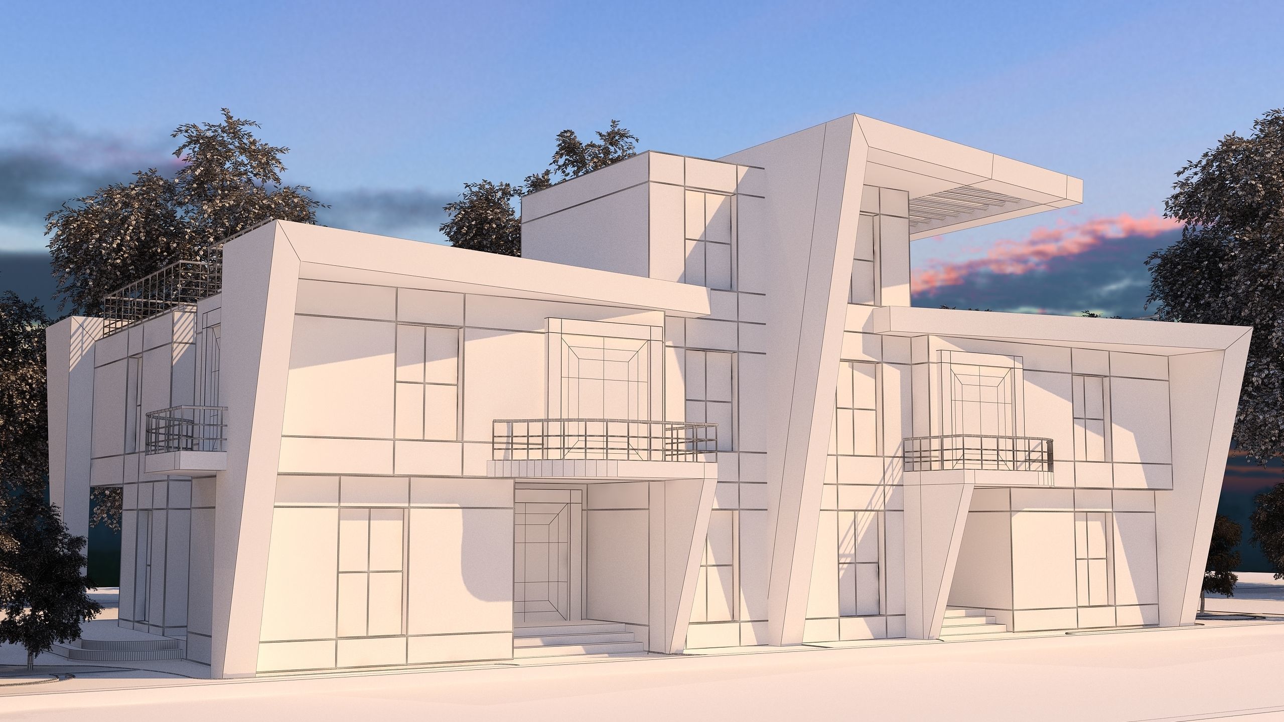 0057 - Modern Twin House - 3Ds Files - 2Ds Plans 3D model_18
