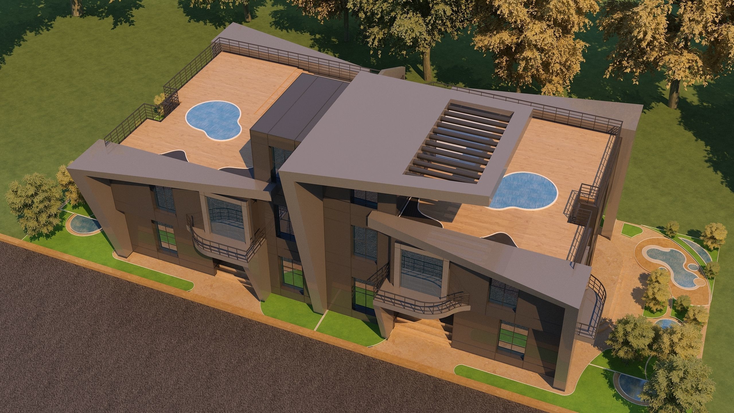 0057 - Modern Twin House - 3Ds Files - 2Ds Plans 3D model_5
