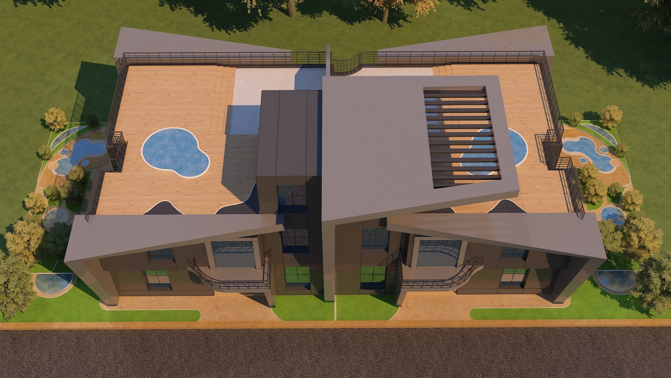 0057 - Modern Twin House - 3Ds Files - 2Ds Plans 3D model_4
